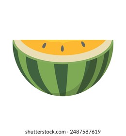 Yellow watermelon slice vector clip art illustration, isolated on white background