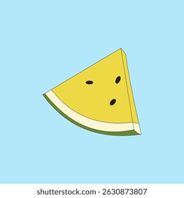 Yellow watermelon slice vector illustration on blue background