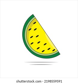 Yellow watermelon vector illustration. Fresh fruits healthy food on White background