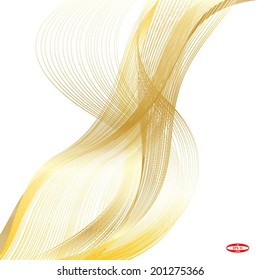 yellow wave and beige line on white background vector