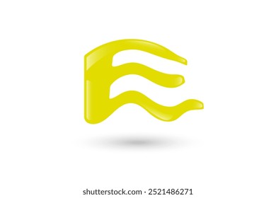 Yellow Wave Letter E logo isolated On White Background. Vector Illustration