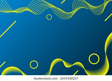 Yellow Wave Line Geometric On Blue Background. Abstract Business Banner. Wallpaper. Vector Illustration