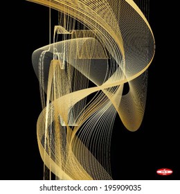 yellow wave on black background vector