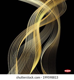yellow wave on black background vector