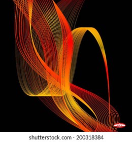 yellow wave red line on black background vector