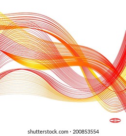 yellow wave red line on white background vector