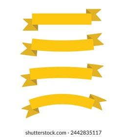 Yellow Wave ribbon Icon Vector. Ribbon banner set. Ribbons collection. Ribbons and Ribbon icons. Vector illustration. Eps file 380.