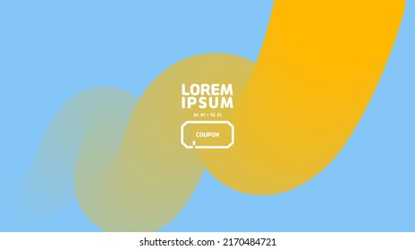Yellow wave that stretches out over the sky blue background.fluid background