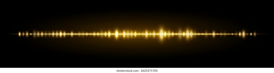 Yellow waveform glowing softly on black background, with smooth symmetrical reflection and low to mid amplitude spikes for minimal voice input design.