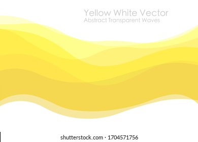 Yellow waves abstract. Free white area in the upper and lower. Fluid  abstract. Blank up down space Gradual transparent, gauzy changing. Dune, sunset, dessert, rainbow, wavy. Light background. Vector