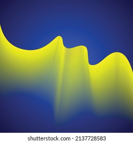Olas amarillas en fondo azul. Los colores nacionales ucranianos son azul y amarillo.