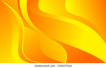 yellow wavy background. Abstract template with orange lines in dynamic bright style.