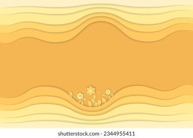 Fondo ondulado amarillo en la técnica de corte de papel