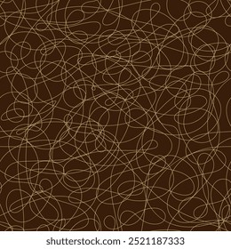 yellow wavy crisscrossed lines. vector seamless pattern. brown repetitive background. abstract fabric swatch. wrapping paper. decorative art. continuous design template for textile, home decor, linen