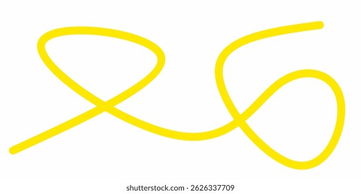 yellow wavy curly line vector. yellow wavy line stroke. Swoosh, swash underline stroke. Abstract yellow wavy thin line. Scribble element.
