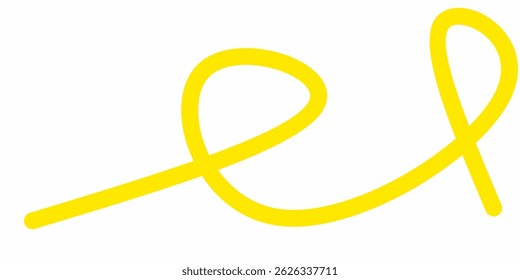 yellow wavy curly line vector. yellow wavy line stroke. Swoosh, swash underline stroke. Abstract yellow wavy thin line. Scribble element.