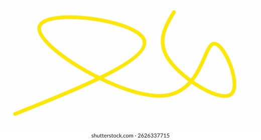 yellow wavy curly line vector. yellow wavy line stroke. Swoosh, swash underline stroke. Abstract yellow wavy thin line. Scribble element.
