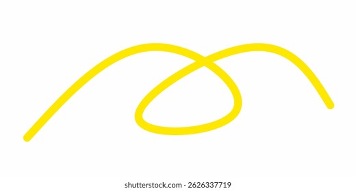 yellow wavy curly line vector. yellow wavy line stroke. Swoosh, swash underline stroke. Abstract yellow wavy thin line. Scribble element.