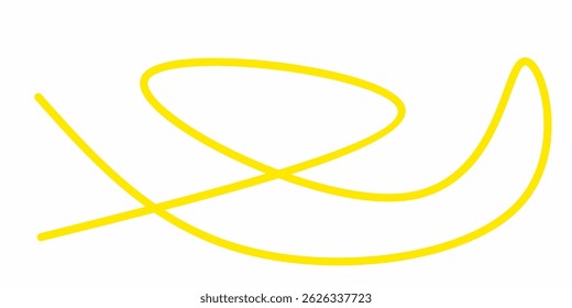 yellow wavy curly line vector. yellow wavy line stroke. Swoosh, swash underline stroke. Abstract yellow wavy thin line. Scribble element.