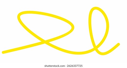 yellow wavy curly line vector. yellow wavy line stroke. Swoosh, swash underline stroke. Abstract yellow wavy thin line. Scribble element.