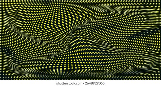 yellow wavy halftone background. Dots pop art sport style vector illustration. modern