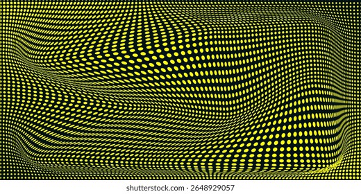 yellow wavy halftone background. Dots pop art sport style vector illustration.