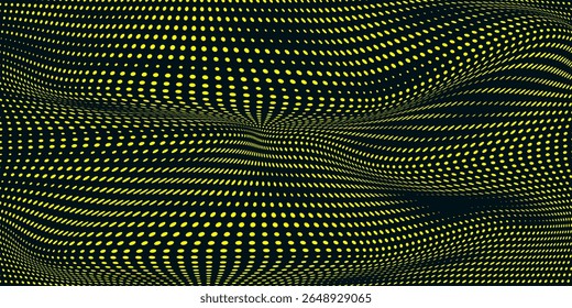 fundo de meio-tom ondulado amarelo. Pontos pop art esporte estilo vetor ilustração. moderno