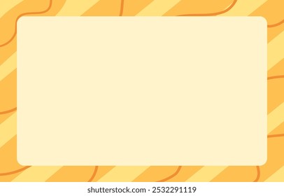 Yellow Wavy Horizontal backdrop. Abstract background with yellow wavy stripes and a large blank space for text, ideal for designs. Stock vector illustration in hand drawn style for kids projects.