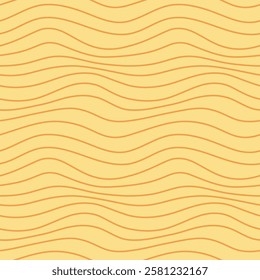 Yellow wavy lines pattern. Poster with coloring waves. Curvy shapes, impression painting concept. Abstract smooth geometric texture. Optical illusion background, aesthetic print vector illustration