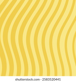 Yellow wavy lines pattern. Poster with coloring waves. Curvy shapes, impression painting concept. Abstract smooth geometric texture. Optical illusion background, aesthetic print vector illustration