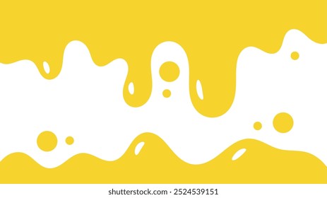 fundo líquido ondulado amarelo. elemento de projeto de óleo de salpicos. padrão de gotejamento de mel abstrato para design de embalagem. caramelo derretido fluindo sobre fundo branco.