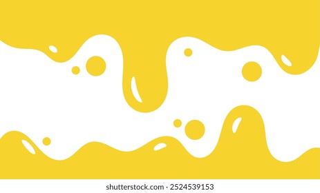 fundo líquido ondulado amarelo. elemento de projeto de óleo de salpicos. padrão de gotejamento de mel abstrato para design de embalagem. caramelo derretido fluindo sobre fundo branco.