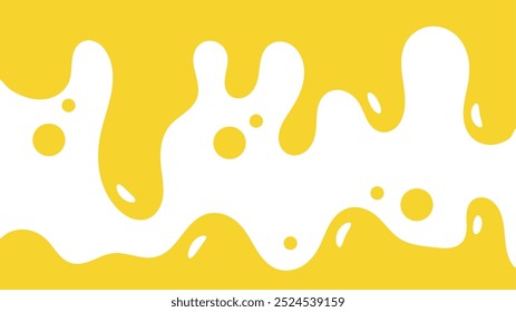 fundo líquido ondulado amarelo. elemento de projeto de óleo de salpicos. padrão de gotejamento de mel abstrato para design de embalagem. caramelo derretido fluindo sobre fundo branco.