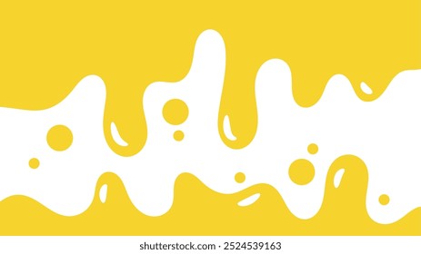 fundo líquido ondulado amarelo. elemento de projeto de óleo de salpicos. padrão de gotejamento de mel abstrato para design de embalagem. caramelo derretido fluindo sobre fundo branco.