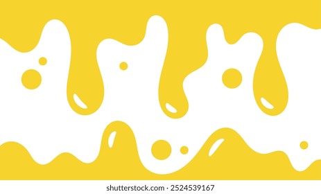 yellow wavy liquid background. splashing oil design element. abstract honey dripping pattern for packaging design. flowing melted caramel on white background.