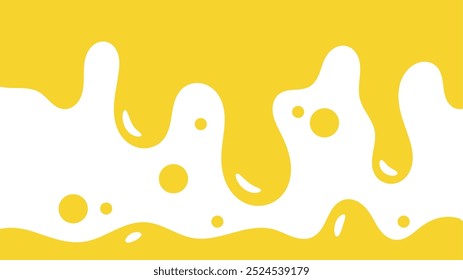 fundo líquido ondulado amarelo. elemento de projeto de óleo de salpicos. padrão de gotejamento de mel abstrato para design de embalagem. caramelo derretido fluindo sobre fundo branco.