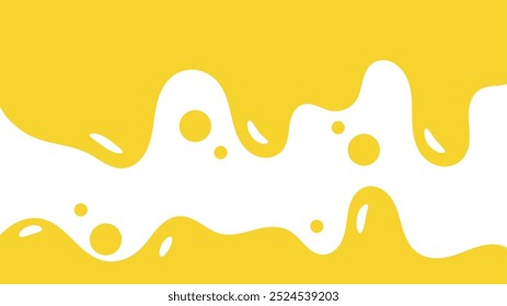 fundo líquido ondulado amarelo. elemento de projeto de óleo de salpicos. padrão de gotejamento de mel abstrato para design de embalagem. caramelo derretido fluindo sobre fundo branco.