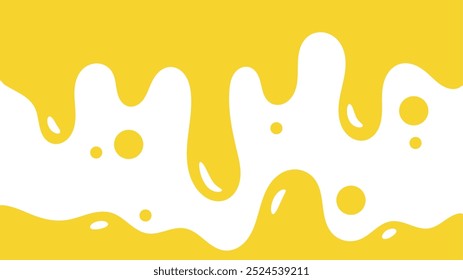 fundo líquido ondulado amarelo. elemento de projeto de óleo de salpicos. padrão de gotejamento de mel abstrato para design de embalagem. caramelo derretido fluindo sobre fundo branco.