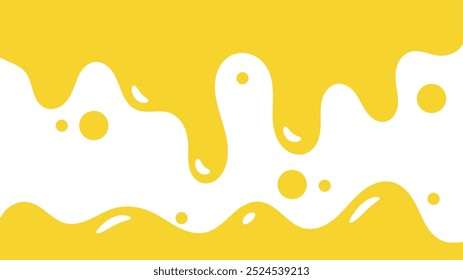 fundo líquido ondulado amarelo. elemento de projeto de óleo de salpicos. padrão de gotejamento de mel abstrato para design de embalagem. caramelo derretido fluindo sobre fundo branco.