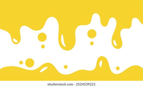 fundo líquido ondulado amarelo. elemento de projeto de óleo de salpicos. padrão de gotejamento de mel abstrato para design de embalagem. caramelo derretido fluindo sobre fundo branco.