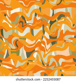 Yellow wavy mosaic. Seamless pattern