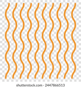 Yellow wavy noodle or pasta. Vector illustration isolated on transparent background