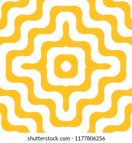 Yellow wavy seamless pattern. Abstract colorful texture with waves, curved lines, flowing shapes, stripes. Trendy vector background. Modern repeat design for decor, covers, prints, interior design