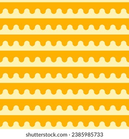 Yellow wavy striped background. Seamless repeating vector pattern.
