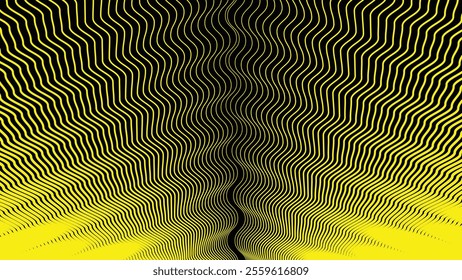 Yellow wavy stripes line abstract seamless pattern background