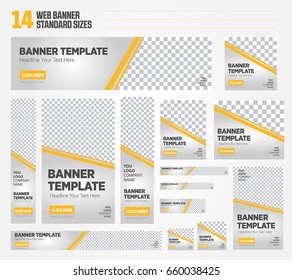 Yellow web banner set standard size