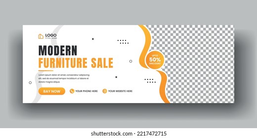 Yellow web banner template. social media cover banner layout. Horizontal website header or furniture, fashion, business, interior web header