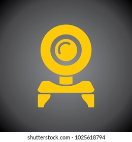 Yellow Web Cam icon on black background.