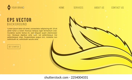 Yellow web design Autumn background design with leaf and botanical leaves for website template