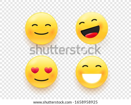 Yellow web emoticons isolated on transparent background